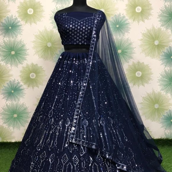 DESIGNER NEW NEW PARTY WEAR PAKISTANI BOLLYWOOD LEHENGA CHOLI INDIAN WEDDING - Picture 2 of 2